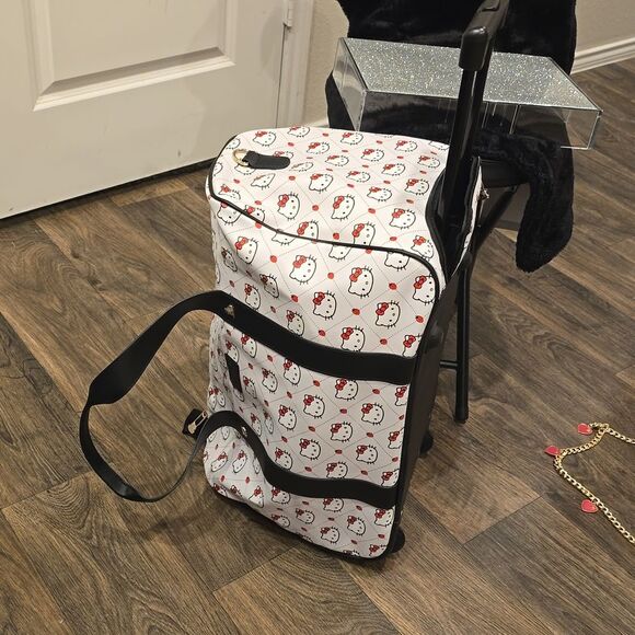 Hello Kitty By Sanrio Face/Bow Logo Rolling Travel Duffel Bag - Picture 7 of 12